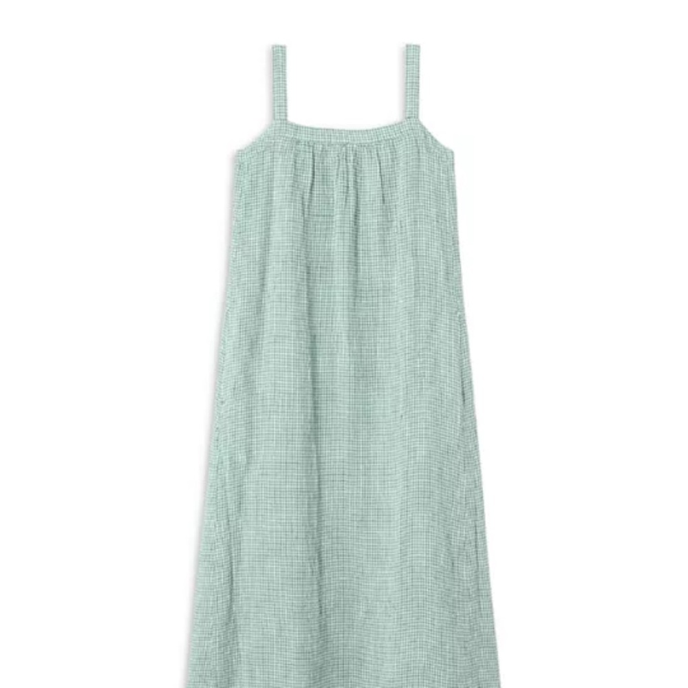 Eileen Fisher Organic Linen Midi Checkered Dress - Picture 7 of 11
